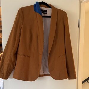 J. Crew Tan Blazer with Blue Collar Detail